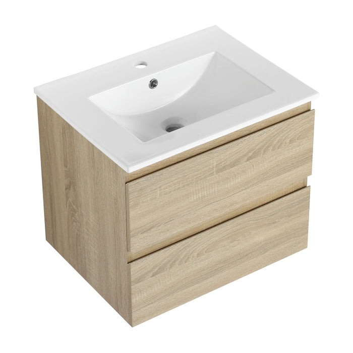 Wall Mounted Bathroom Vanity & Sink, 2 Soft Close Drawers Home Essentials