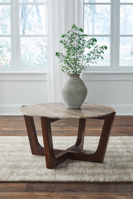 Tanidore - Warm Brown - Round Cocktail Table