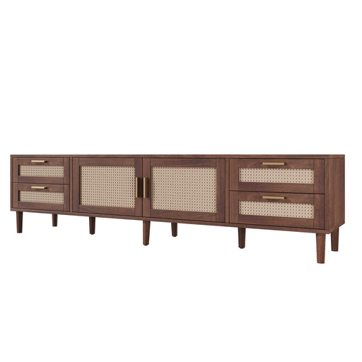 TV Stand, Media Console With 4 Drawers, Soft Closing Hinges - Dark Brown Hearth and Haven
