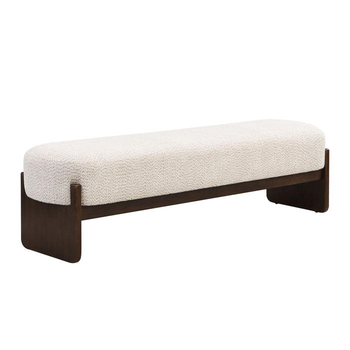 Ottoman With Upholstery, Rectangular Design - Beige / Brown Noble House