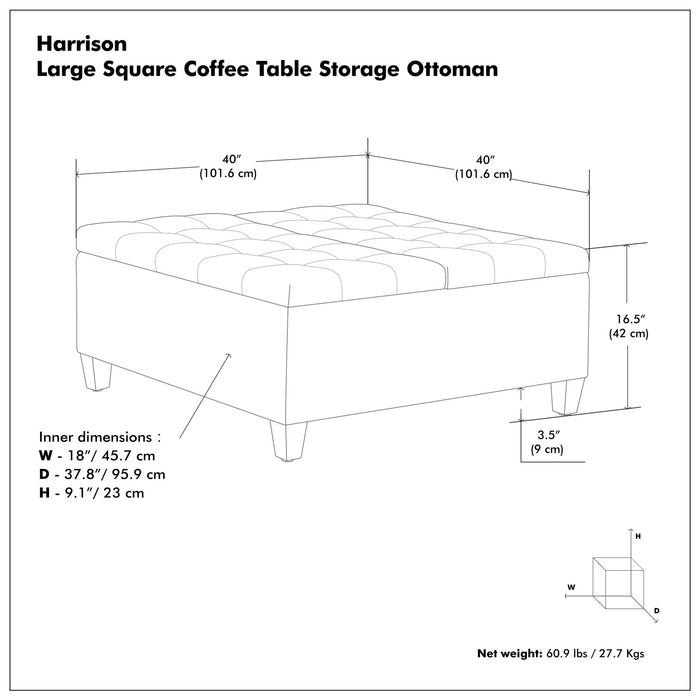 Harrison - Upholstered Coffee Table Storage Ottoman Simpli-Home