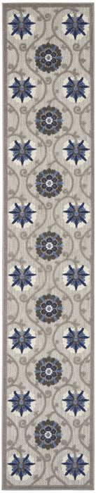 2’ X 12’ Indoor / Outdoor Runner Rug - Gray / Blue