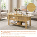 Oval Coffee Table With With 2 Storage Drawers For Living Rooms - Wood Home Essentials