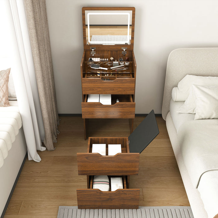 Vanity Desk With Lighted Mirror & Stool Home Essentials