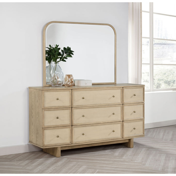 Kimpton - 9 Drawer Dresser With Mirror - Beige Furniture Max