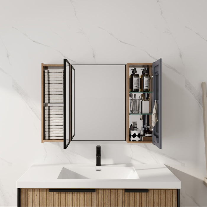 Wall Mounted Cabinet With Soft Close Door, Adjustable Shelves Storage For Bathroom - Imitative Oak Home Essentials