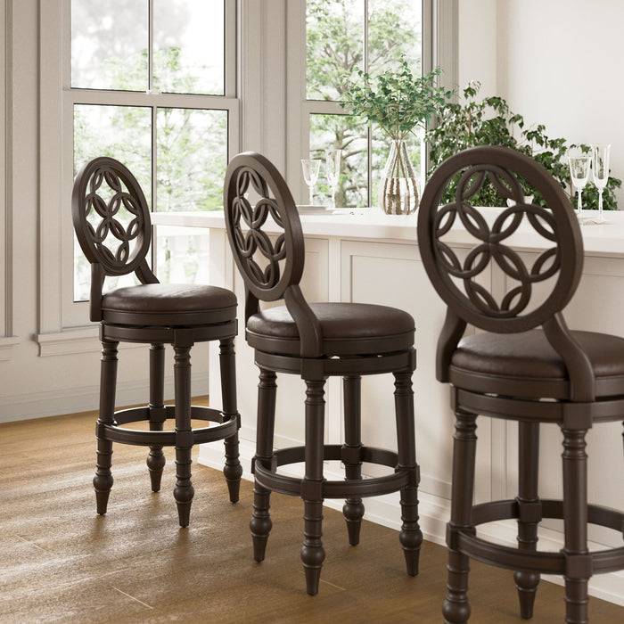 Stool With Back And Swivel Upholstered Seat Home Essentials