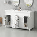 Bathroom Vanity With Double Sinks, 3 Drawers & 4 Doors - White Noble House
