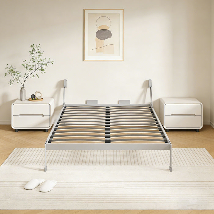 Queen Size Vertical Murphy Wall Cabinet Folding Bed With Automatic Legs - Gray Home Essentials