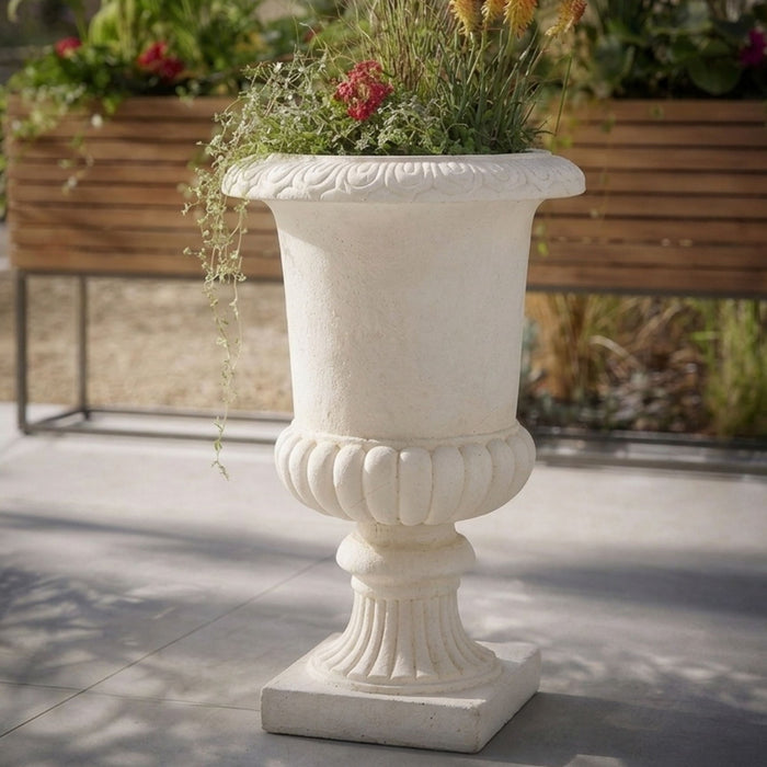 Roman Urn Planter Pot For Indoor / Outdoor - Beige White Home Essentials