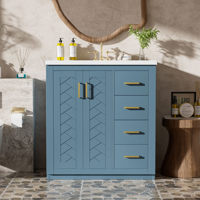 Bathroom Vanity With Sink, Storage Cabinet, Freestanding Set With 3 Drawers & Soft Closing Doors Hearth and Haven