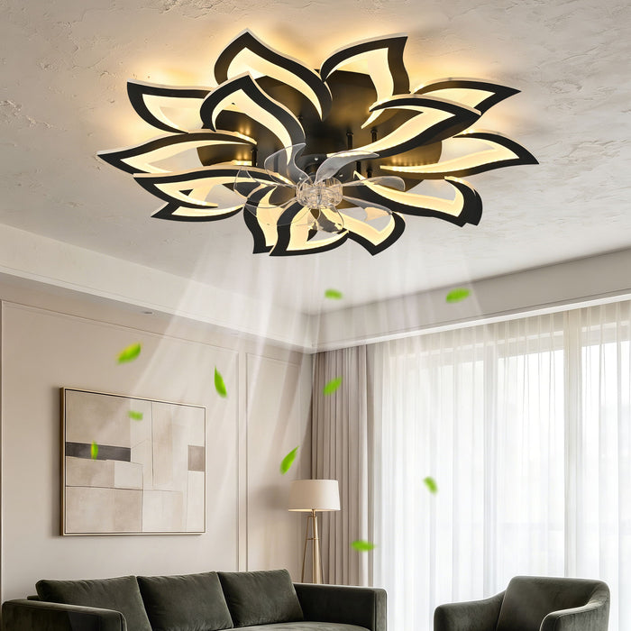 Ceiling Fan With Remote Control And Lights, 6 Speeds, 3 Color Temperatures, Low Profile Flush Mount Daily Nest