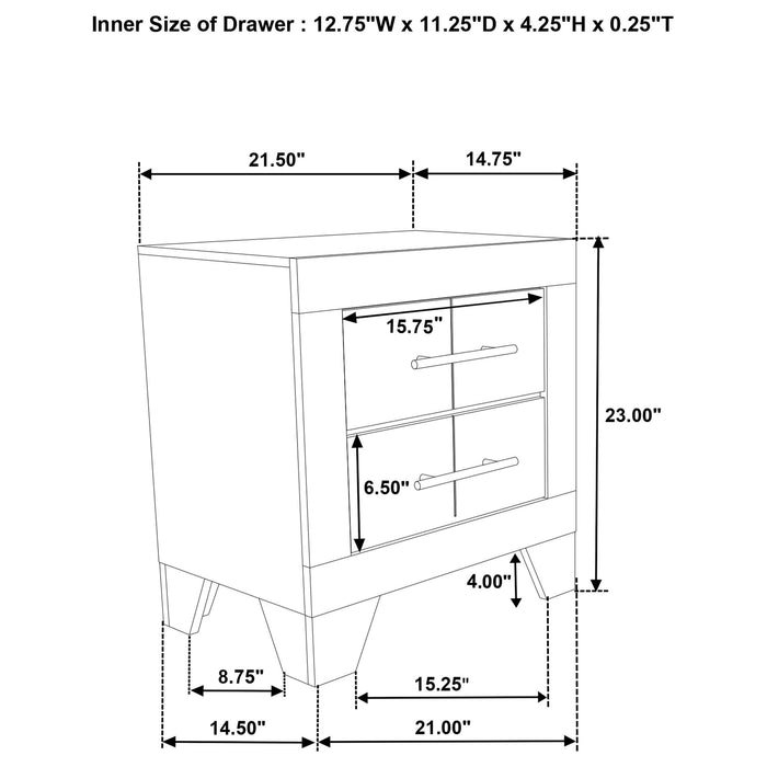 Strout - 2 Drawer Nightstand - Cream Furniture Max
