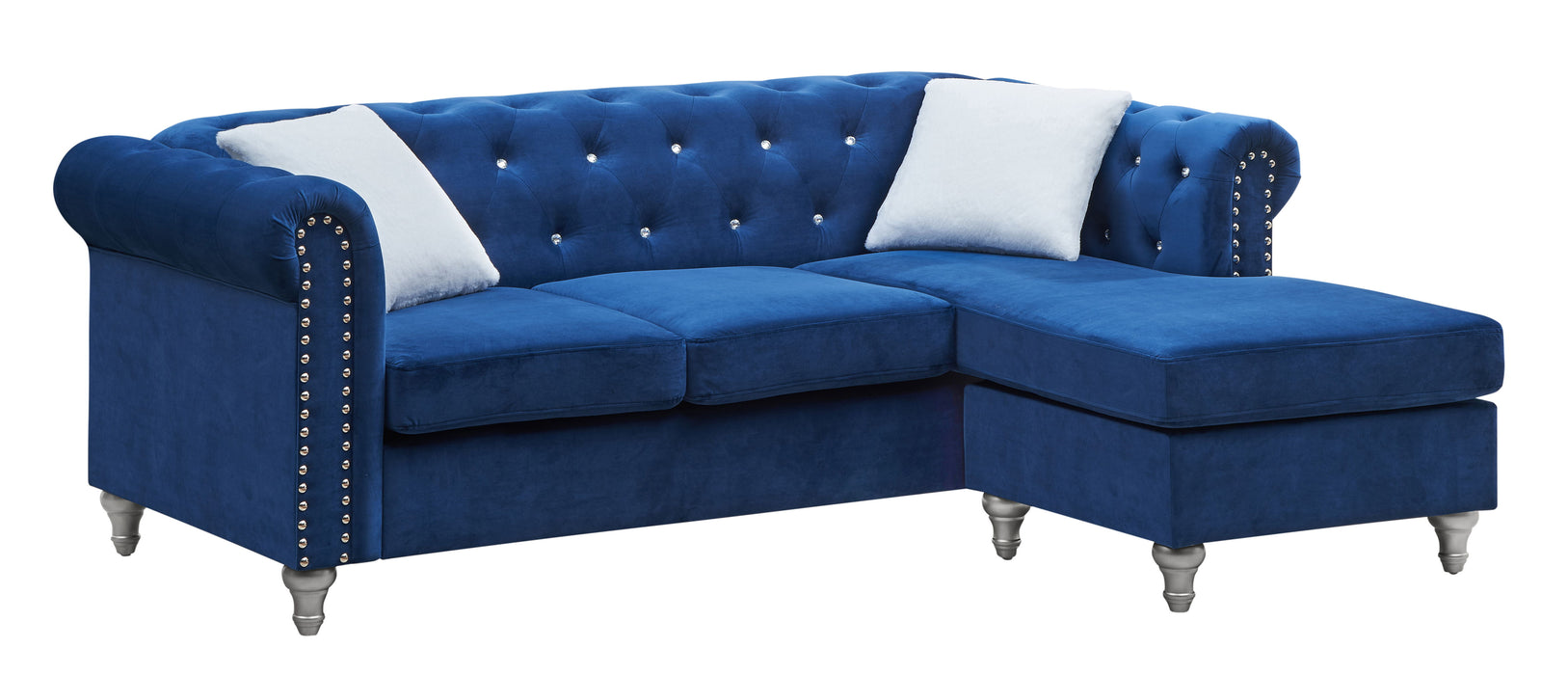 Glory Furniture Raisa Sofa Chaise, Burgandy - Navy Blue