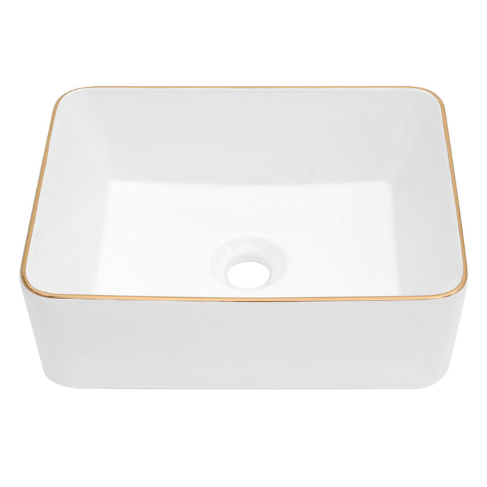 16X12" White Ceramic Rectangular Vessel Bathroom Sink - White / Ceramic
