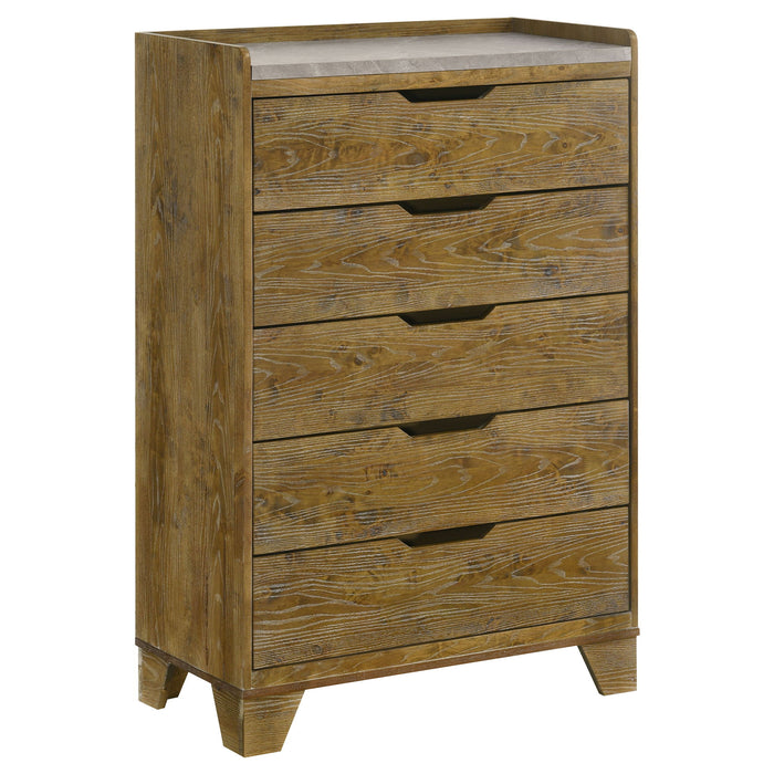 Packard - 5 Drawer Chest - Oak Furniture Max
