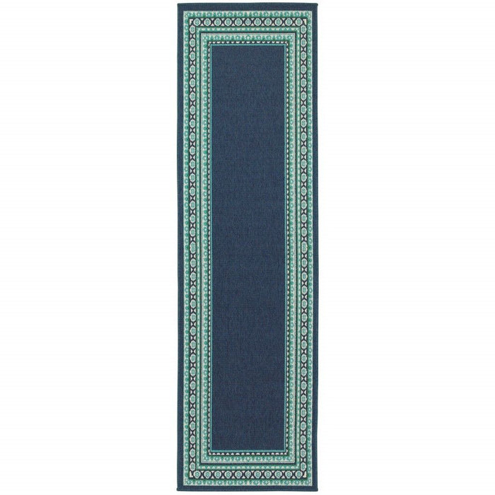 2' X 8' Outdoor / Indoor Area Rug - Blue / Green