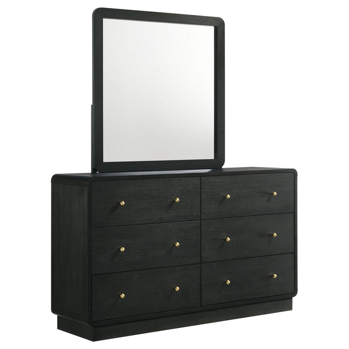Burton - 6 Drawer Dresser With Mirror - Black Furniture Max