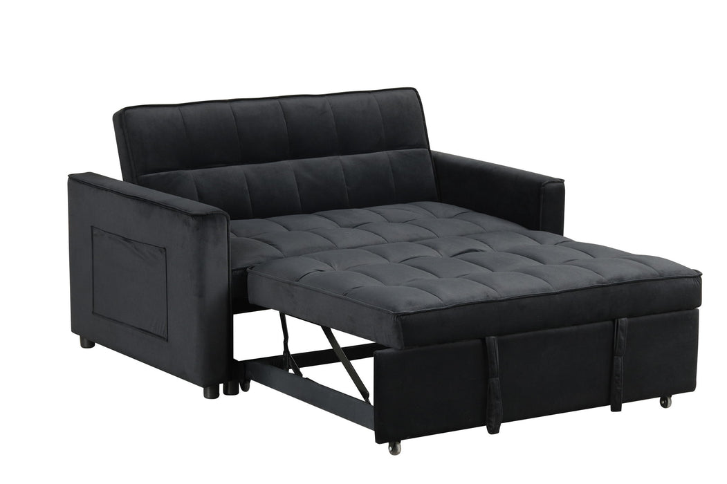 Maeve - Convertible Sleeper Loveseat With Tufting and Side Pocket - Black