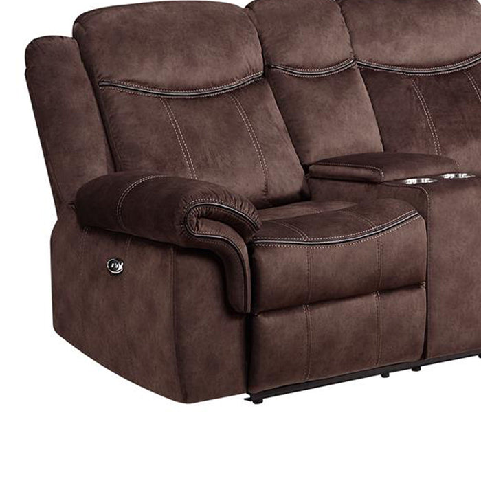 Jimny - Power Console Reclining Loveseat With Power Switch - Coffee