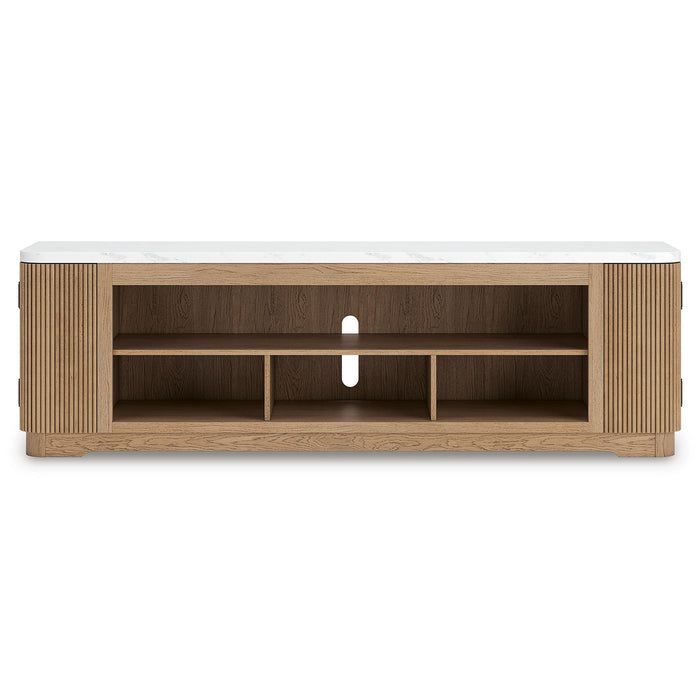 Camdill - XL TV Stand With Fireplace Option - Light Brown Signature Design by Ashley®