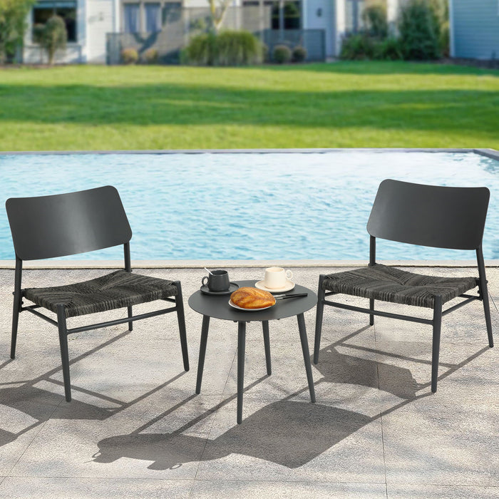 Aluminium 3 Piece Patio Set Bistro Table And Chairs Set, Backyard, Garden, Living Room, Light Gray