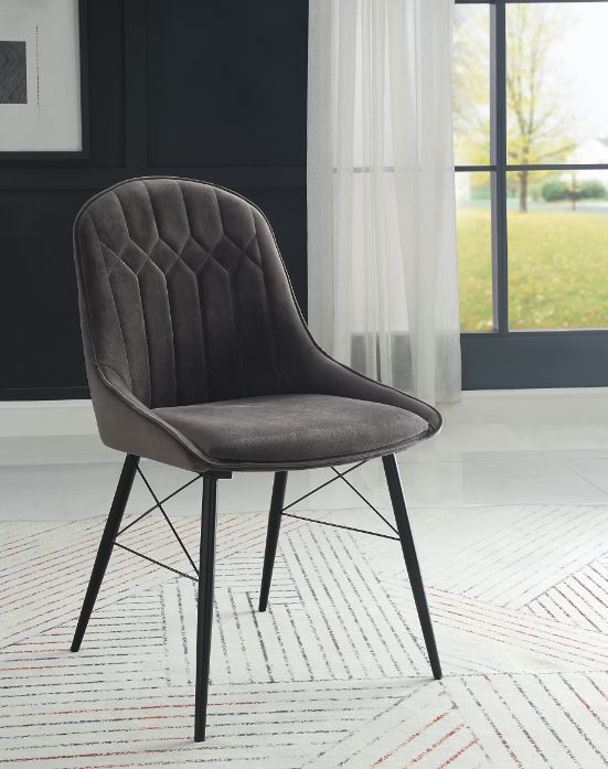 Abraham - Side Chair (Set of 2) - Dark Gray Fabric & Black ACME