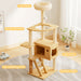 Modern Cat Tower, Wood Cat Tree Tower For Indoor Cats, Cat Tree With Sisal Covered Scratching Posts And Top Perch - Natural / White Daily Nest