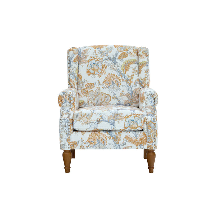 Accent Chair With Floral Upholstery And Nailhead Trim Home Essentials