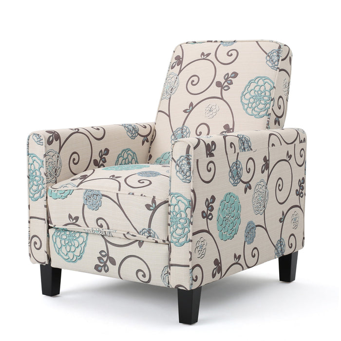 Floral Print Push Back Chair For Elegant Home Decor - White / Blue