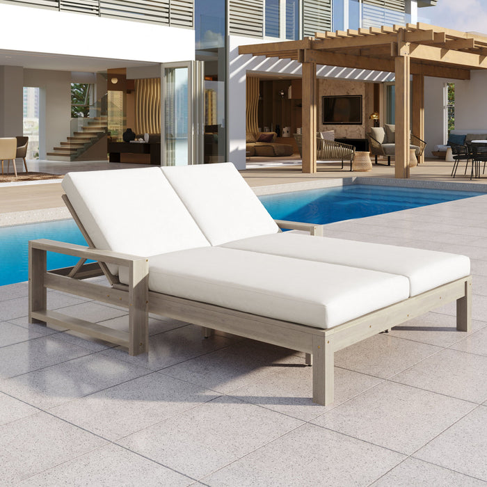 Outdoor Double Lounge Chair With 5 Position Adjustable Backrest Hearth and Haven