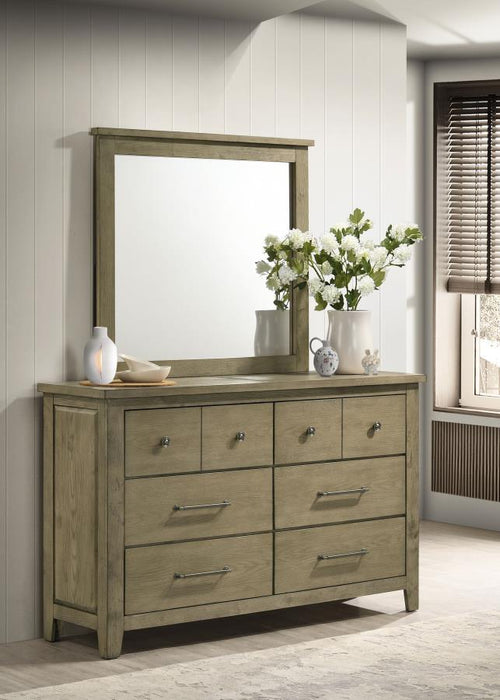 Hazlewood - 6-Drawer Bedroom Dresser With Mirror - Vineyard Oak