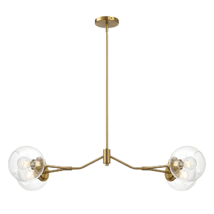 Jewel - 4 Lights Modern Farmhouse Chandelier Ceiling Hanging Light Fixture - Clear / Gold