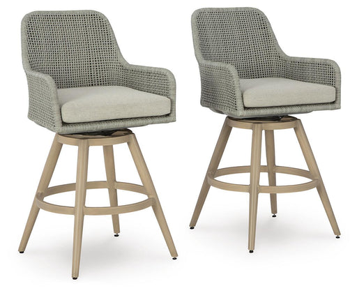 Seton Creek - Barstool With Cushion (Set of 2) - Beige / Gray Signature Design by Ashley®