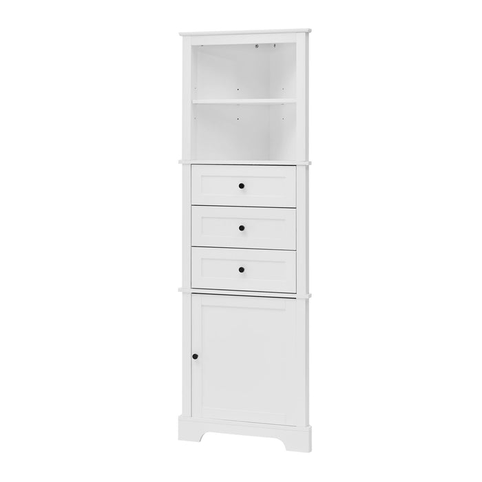 Tall Storage Cabinet With 3 Drawers And Adjustable Shelves For Bathroom Hearth and Haven