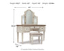 Realyn - Vanity/Mirror/Stool (Set of 3) - White / Brown / Beige Signature Design by Ashley®