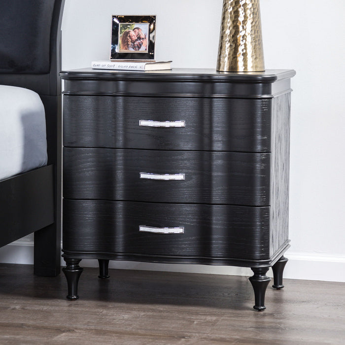 Nightstand, 3 Drawer Bedside Table - Black Home Essentials