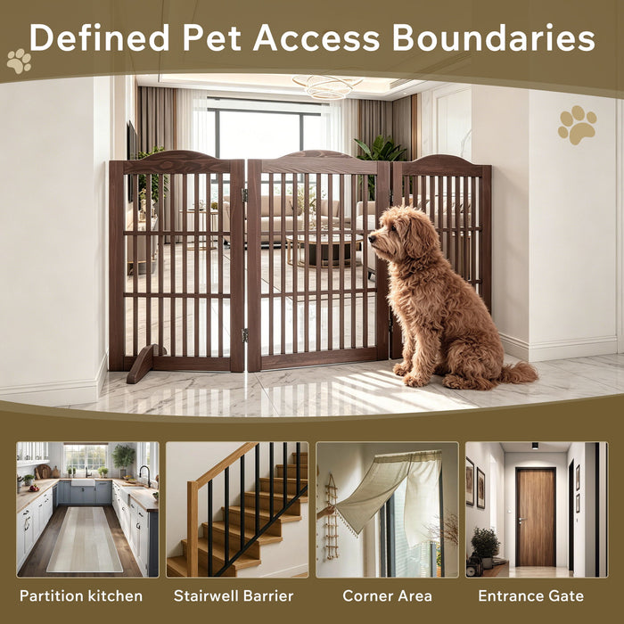 Freestanding Foldable Pet Gate For Dogs - Brown Home Essentials