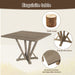 5 Pieces Set Counter Table Set Square Counter Table Solid Wood Modern Farmhouse Rustic Look Distressed Look - Grayish Brown Home Essentials