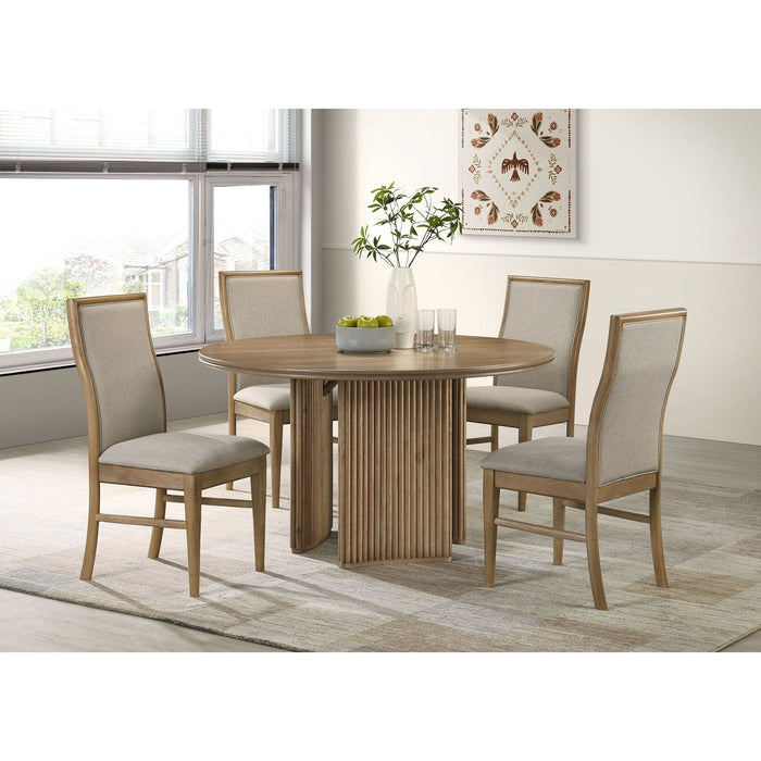Dreydon - 5 Piece Round Dining Table Set With Chairs - Light Brown Furniture Max