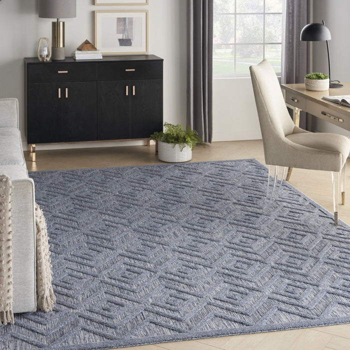 9' X 12' Area Rug Geometric Flatweave - Blue