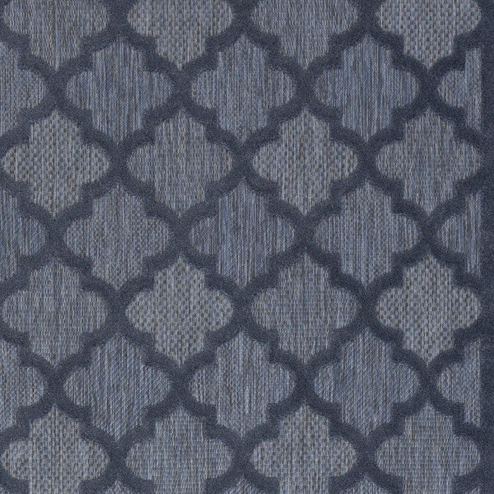 5' X 7' Ikat Indoor / Outdoor Area Rug - Navy Blue