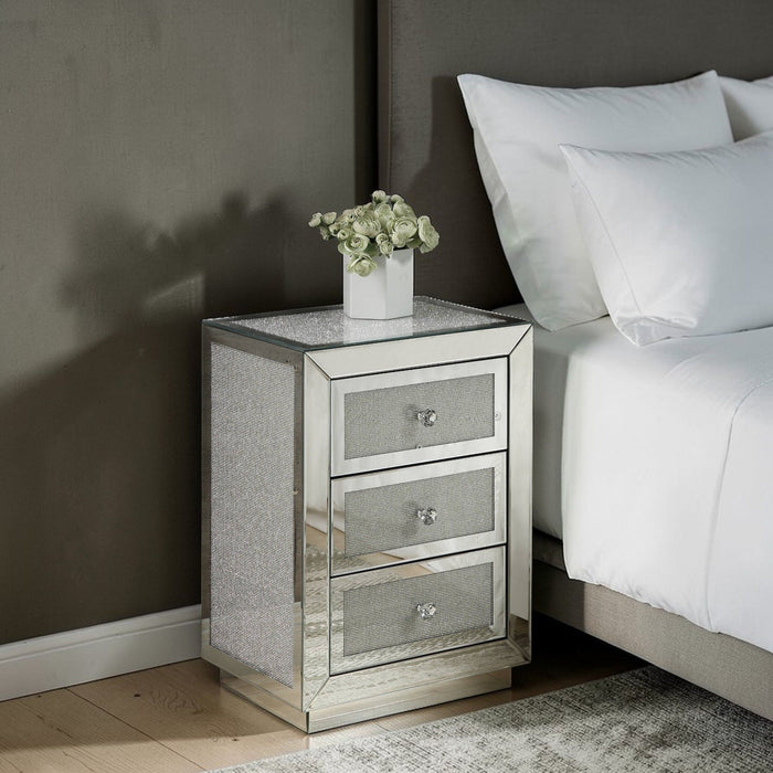 Noralie - Accent Table Mirrored / Faux Dimaonds - Silver Urban Nest
