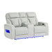 Julian - Power Console Reclining Loveseat, LED & Speaker - Silver Global Furniture USA