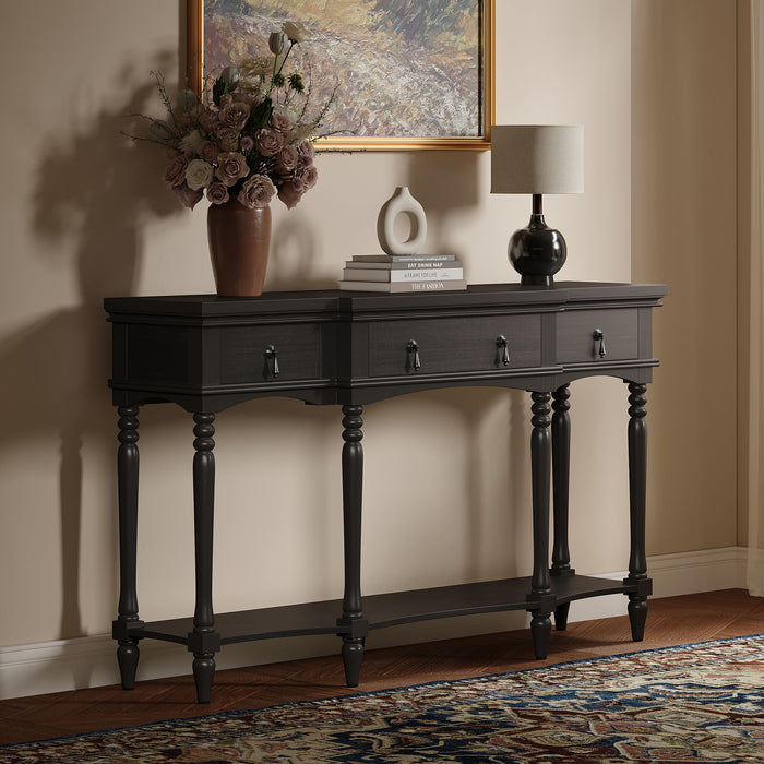 Retro Console Table With 3 Soft Close Drawers Noble House