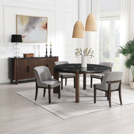 Estella - Server With Marble Top - Black Natural Marble Top & Walnut ACME