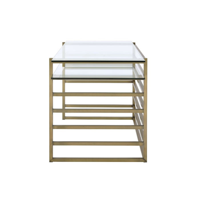 Shona - Writing Desk - Clear Glass Top & Antique Gold