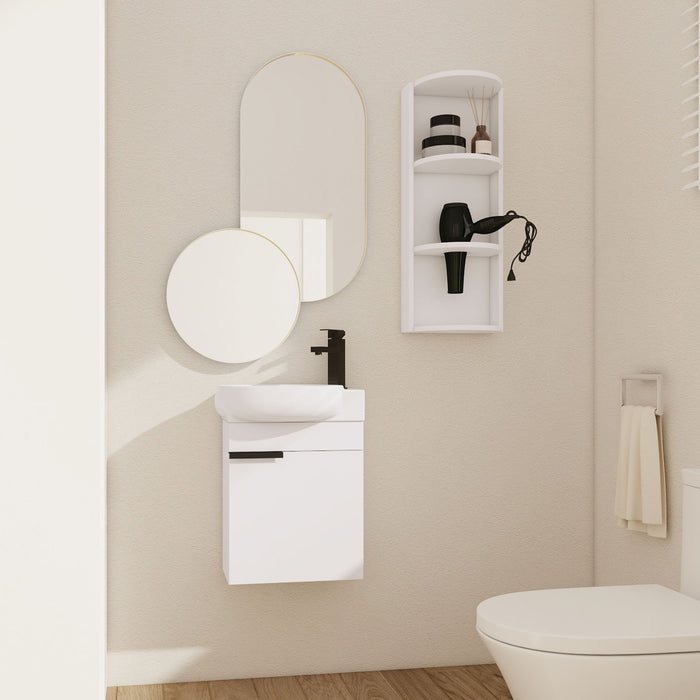 Wall Mounted Bathroom Vanity With Sink And Storage Rack, Soft Close Doors Home Essentials