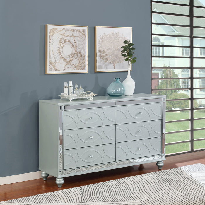 Arabesque - 6 Drawer Dresser - Silver Furniture Max