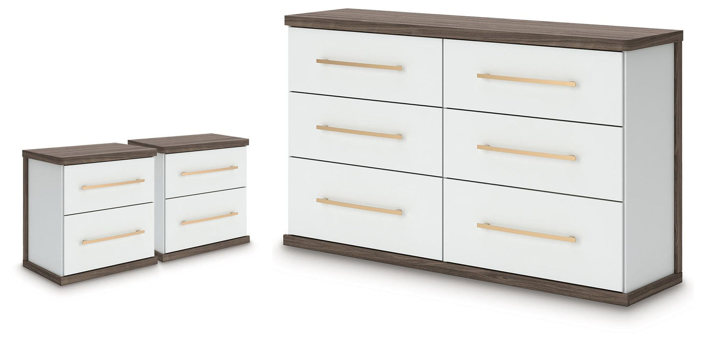 Kendanport - 3 Pc. - Dresser And 2 Nightstands - Brown / White Signature Design by Ashley®